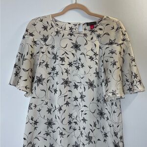 Vince Camuto Floral Patterned Cream Blouse